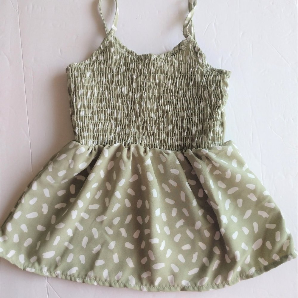 Sage Green Summer Baby Doll Top With Off White Design Girls Sizes 2T 5T L XL NWT